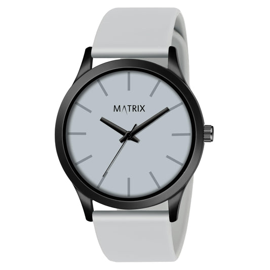 Matrix Minimalist Dial with Softest Silicone Strap Analog Wrist Watch for Men & Boys (Grey)