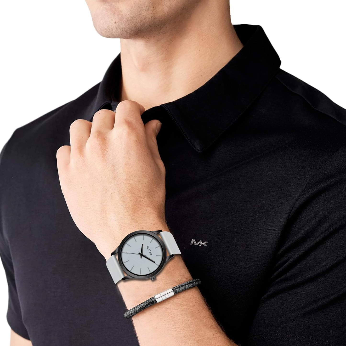 Matrix Minimalist Dial with Softest Silicone Strap Analog Wrist Watch for Men & Boys (Grey)